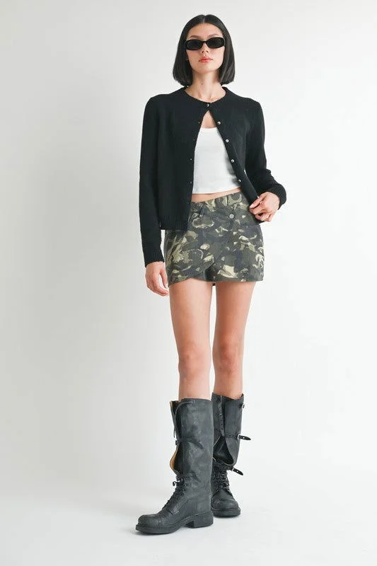 Emory Park Wrapped Mini Skirt With Button leather skirt sleek