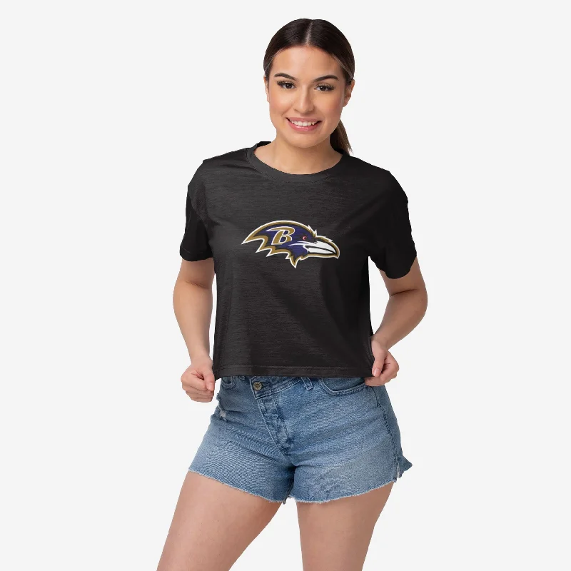 Baltimore Ravens Womens Alternate Team Color Crop Top Plaid Crop Top Polka Dot Checkered