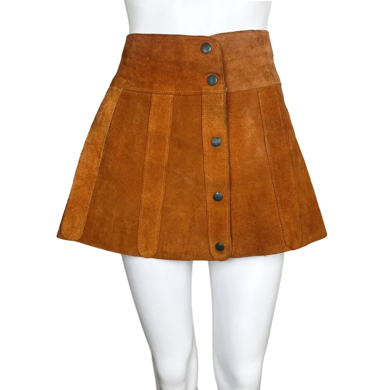 Vintage 1960s Mini Skirt Suede Leather Wraparound Margaret Godfrey for Bagatelle velvet skirt plush