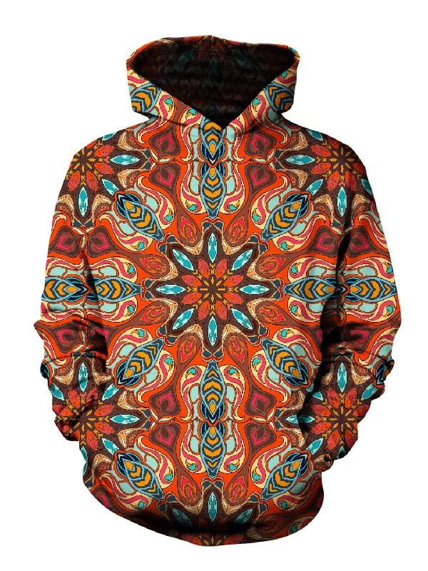 Orange Dream Psychedelic Mandala Pullover Hoodie Hoodie with Full-Zip Functional Layering