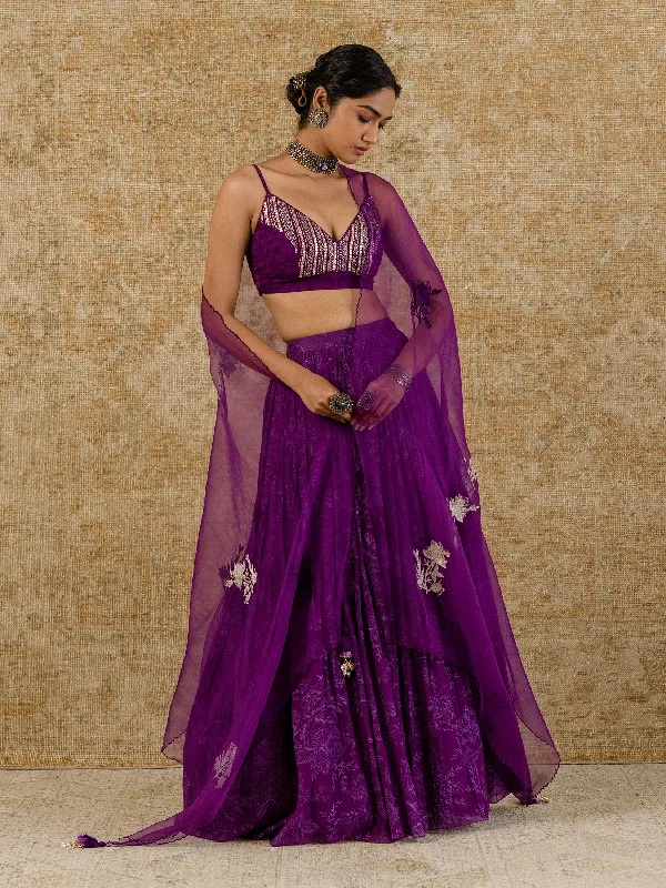 Purple Chanderi Skirt Set leather skirt sleek