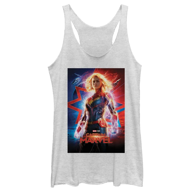Women's Marvel Captain Marvel Electric Poster Racerback Tank Top metallic tank top