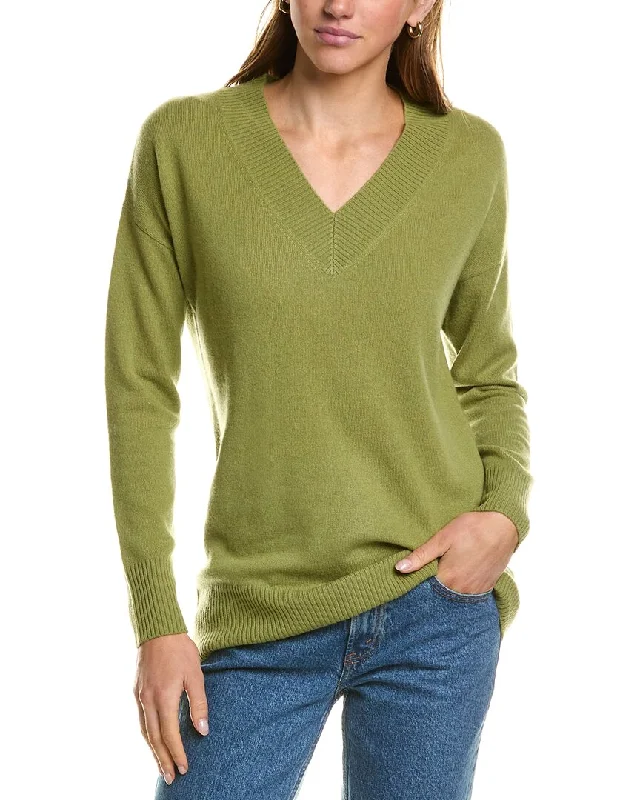 InCashmere V-Neck Cashmere Tunic Sweater Lace Blend Ribbed Blend Corduroy Blend