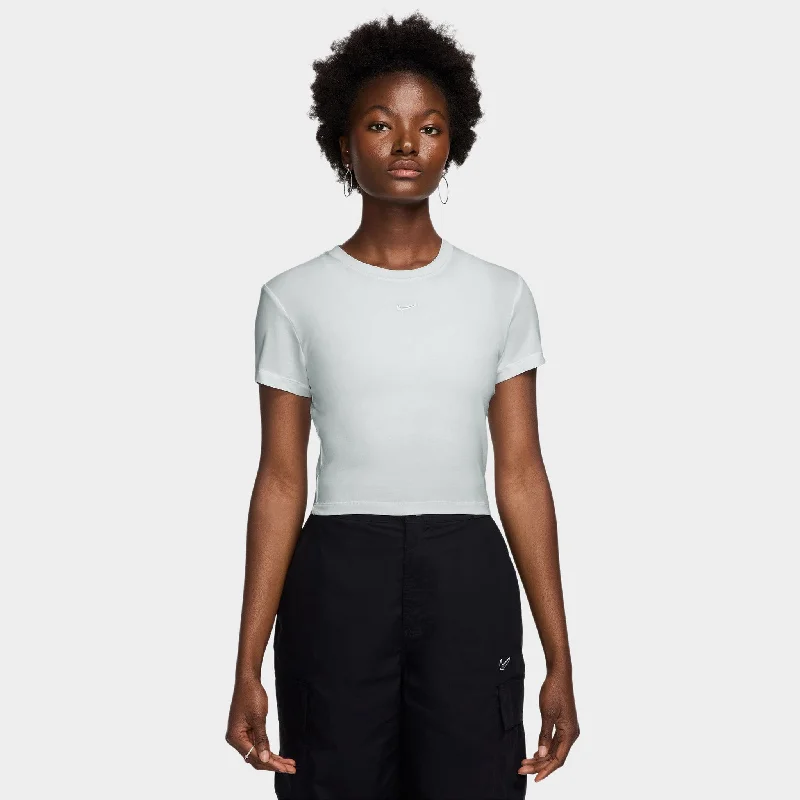 Nike Sportswear Women's Chill Knit Crop Top / White Notch Collar Peter Pan Collar Cowl Neck