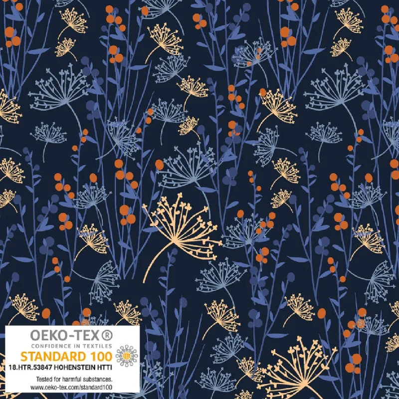 Stof of Denmark Dandelion Fields Navy Avalana Jersey Fabric Short Sleeve Jersey Top