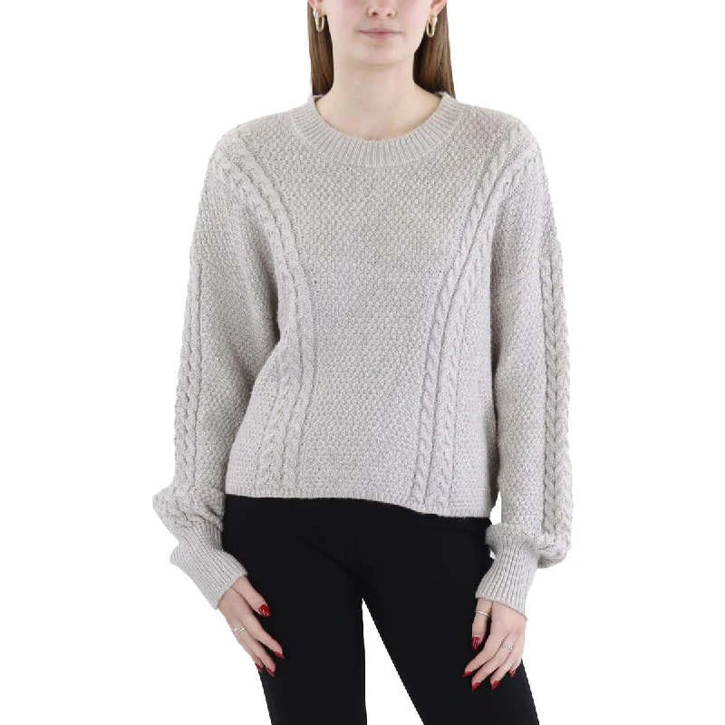 Womens Cable Knit Shirt Crewneck Sweater Thin Thick Dense