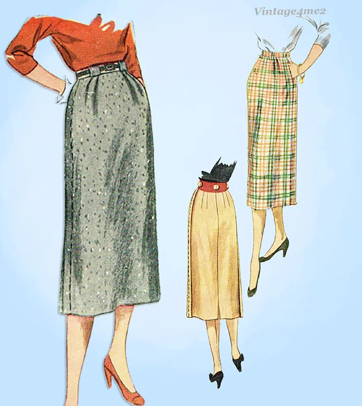 1950s Original Vintage Simplicity Sewing Pattern 3657 Uncut Misses Day Skirt 24 W summer skirt style