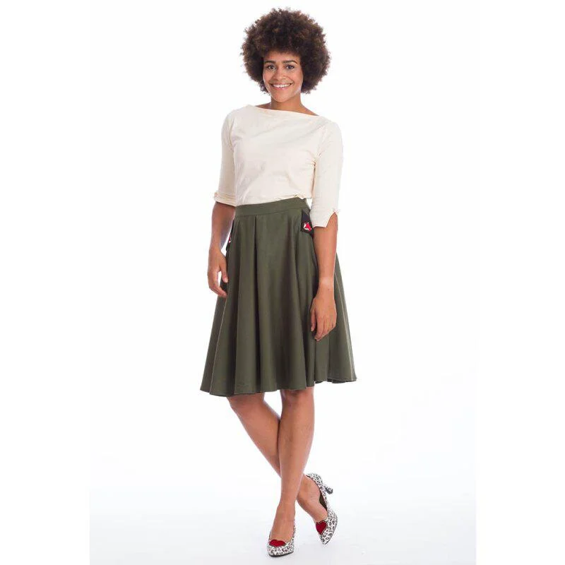 Banned Apparel Khaki Foxy Skirt velvet skirt sumptuous