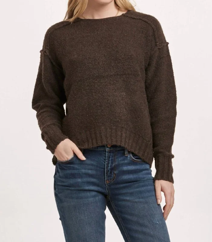 Jenna Sweater In Dark Charcoal Chenille Fabric Brocade Fabric Lace Fabric