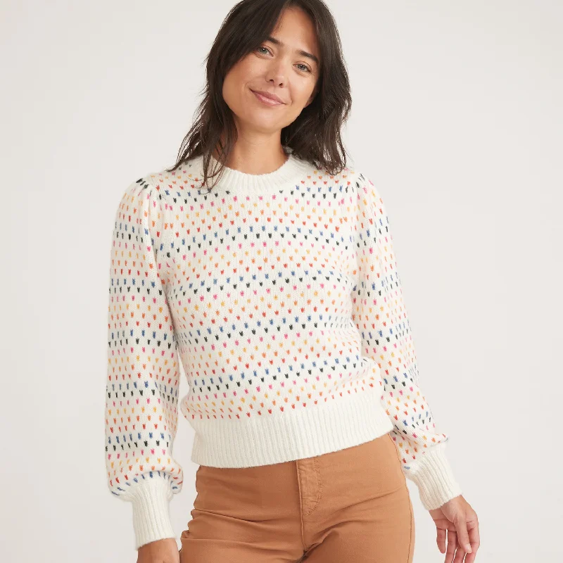 Alma Puff Sleeve Sweater in Warm Multi Lightweight Heavyweight Midweight