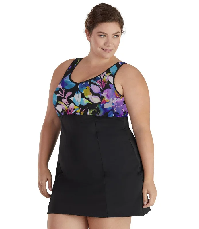 QuikEnergy Swim Dress South Pacific Black - FINAL SALE Crew Neckline Casual