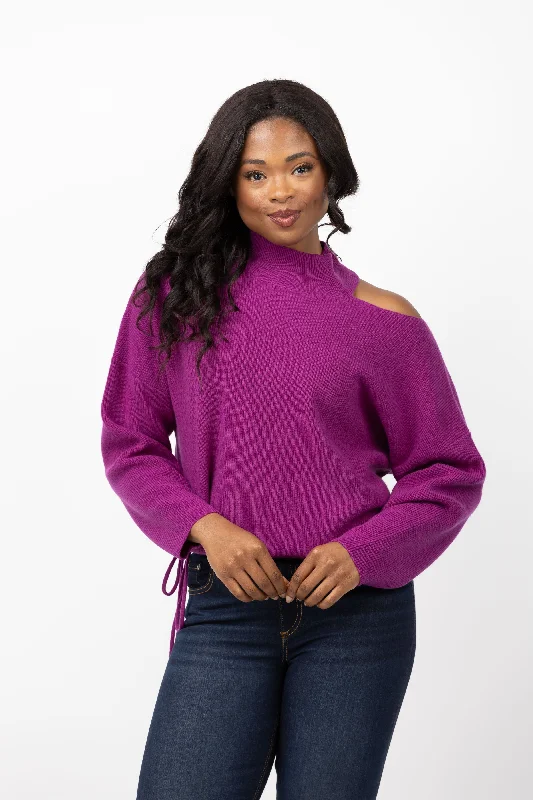 The Sei Open Shoulder Sweater in Berry Wool Sweater Cotton Sweater Cashmere Sweater