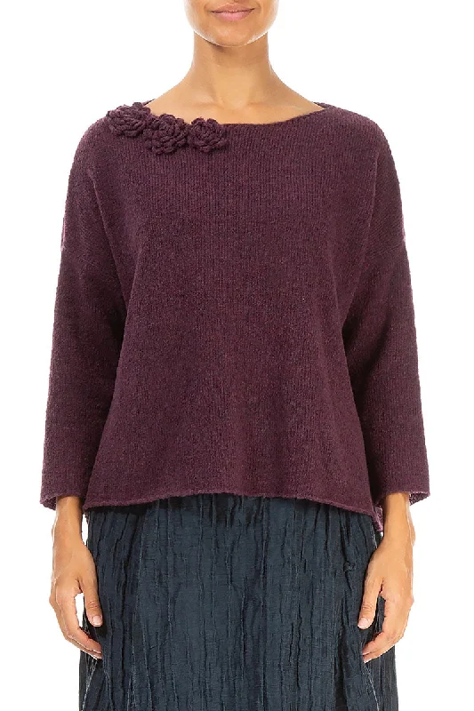 Rosette Mulberry Wool Sweater Terry Blend Velvet Blend Canvas Blend