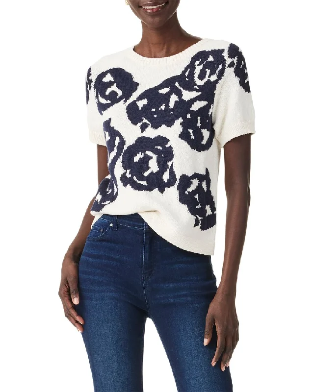 NIC+ZOE Rose Bloom Sweater Welt Pockets Slit Pockets Flap Pockets