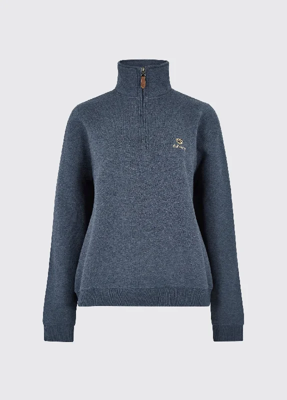 Castlemartyr Women's Quarter Zip Sweatshirt - Denim Hoodie with Cuffed Sleeves Snug Secure