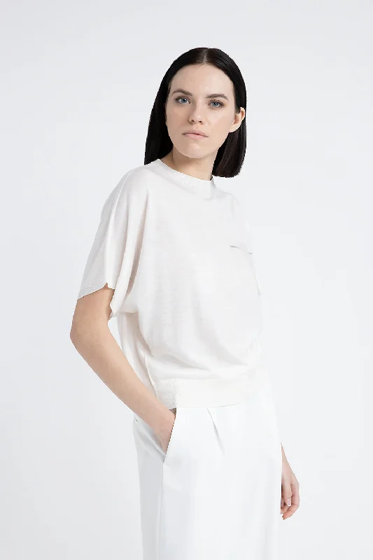 Cashmere and silk short-sleeved sweater Hooded Sweater Collared Sweater Shawl Collar