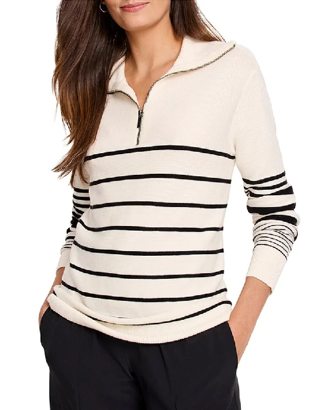 NIC+ZOE Easy Stripe Half Zip Sweater Fleece Sweater Nylon Polyester