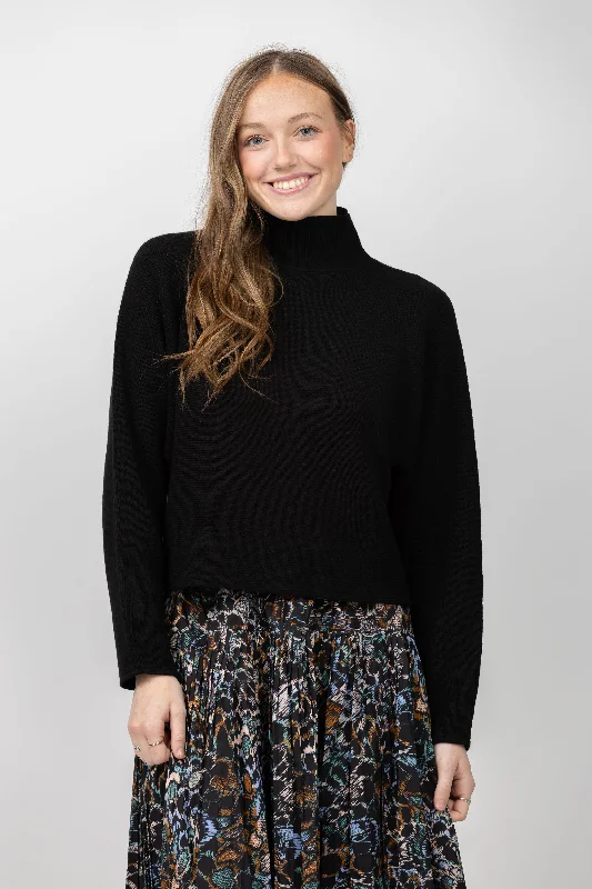 Ramy Brook Cassidy Sweater in Black Fleece Sweater Nylon Polyester