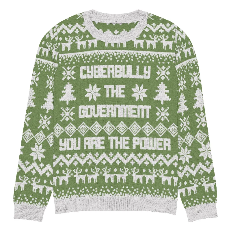 Cyberbully the Government Knitted Ugly Christmas sweater Mesh Blend Leather Blend Suede Blend