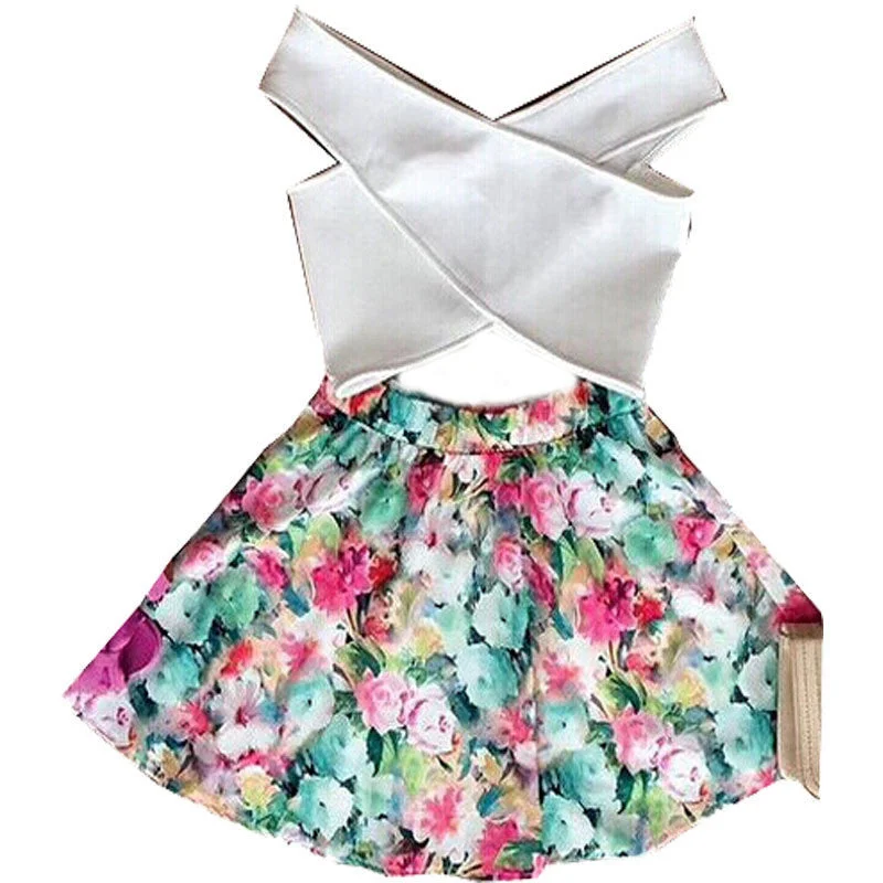 Fashion Women Two Piece Set Dress Cross Crop Top And Skirt Set Floral Printed Dress Plus Size Tops Front Pockets Side Pockets Patch Pockets