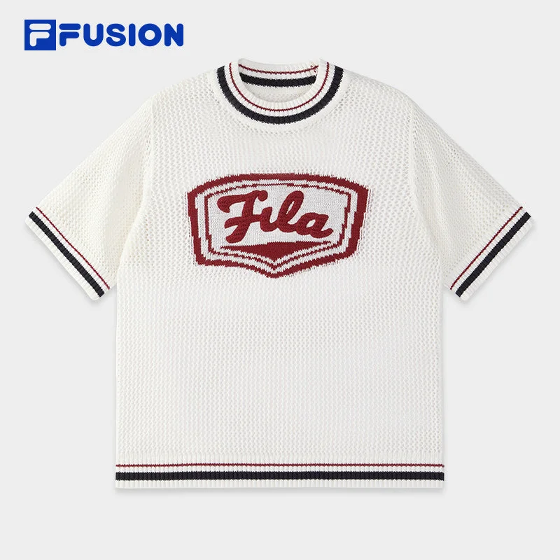 FILA FUSION INLINE CULTURE 2 CAMPUS RHAPSODY Women Knit Sweater (White) Hooded Sweater Collared Sweater Shawl Collar