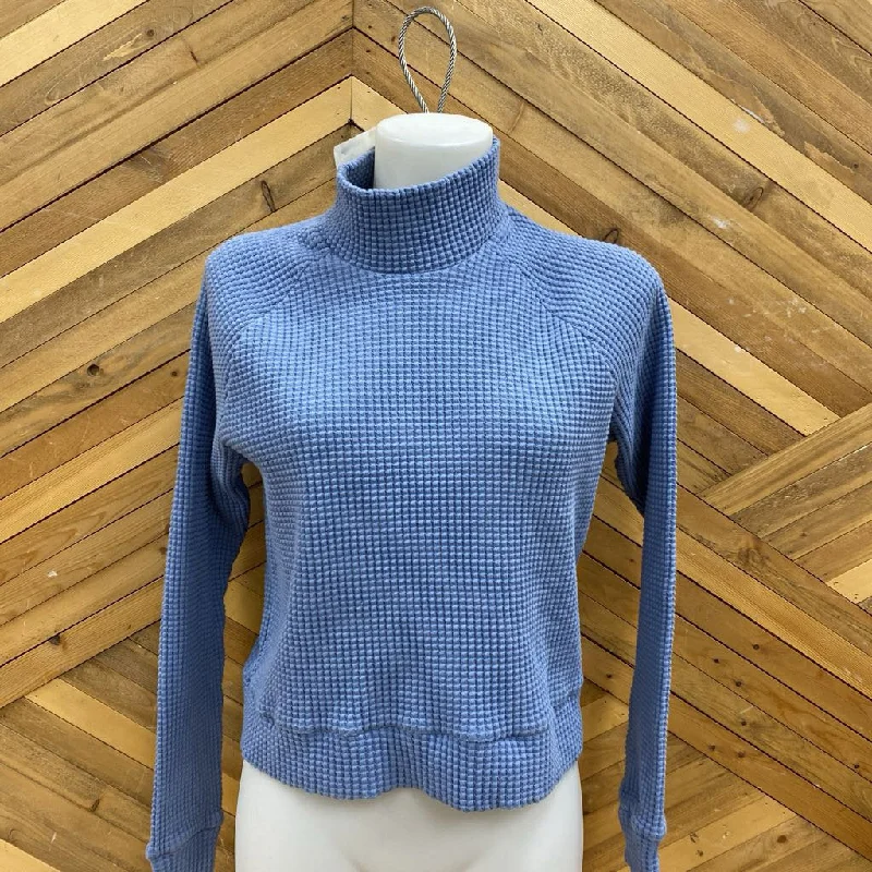 The North Face- women's waffle thermal sweater- MSRP $ : Blue -unisex-SM Embroidered Appliqued Beaded