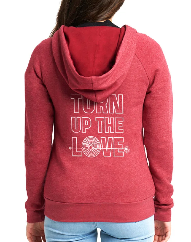 Women's Turn Up The Love Favorite Fleece Zip Hoodie Hoodie with Side Slits Relaxed Casual