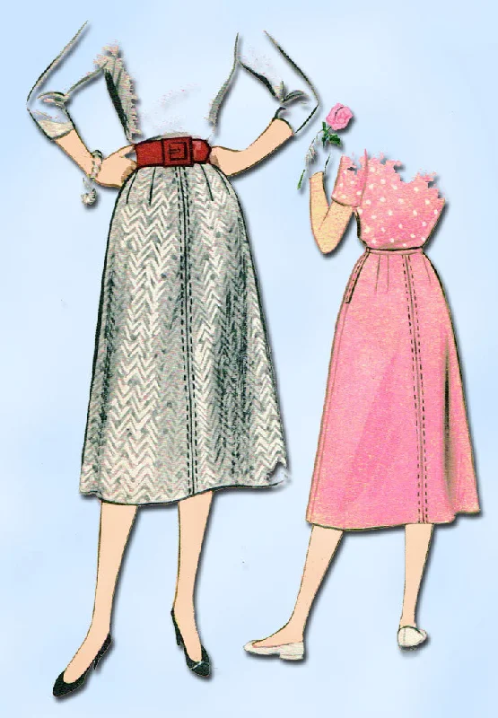 1950s Vintage McCalls Sewing Pattern 3338 Easy Misses Day Skirt Size 28 Waist zip skirt side