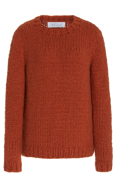 Lawrence Knit Sweater in Copper Welfat Cashmere Neon Metallic Matte