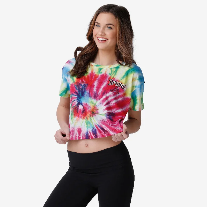 Atlanta Braves Womens Pastel Tie-Dye Crop Top Fashionable Trendy Casual