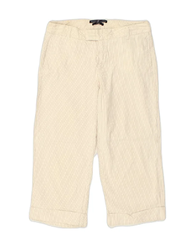 GAP Womens Straight Cropped Trousers US 10 Large W32 L23 Beige Pinstripe Trousers versatile functional