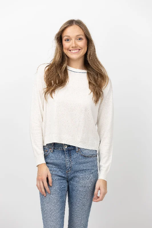 Lilla P. Oversized Saddle Sweater in Antique White Spandex Rayon Corduroy