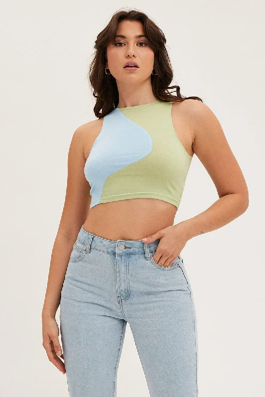 Green Crop Top Satin Fabric Silk Fabric Chiffon Fabric