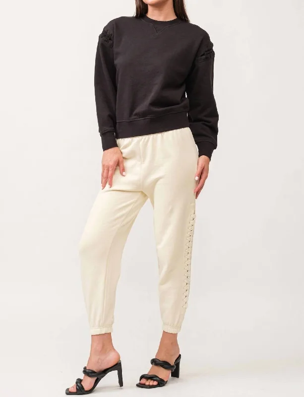 Lucinda Sweater In Black Lace Blend Ribbed Blend Corduroy Blend
