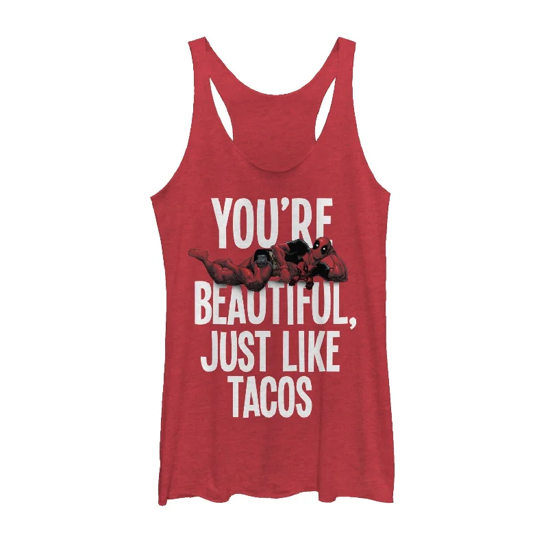 Women's Marvel Deadpool Beautiful Just like Tacos Racerback Tank Top vibrant tank top