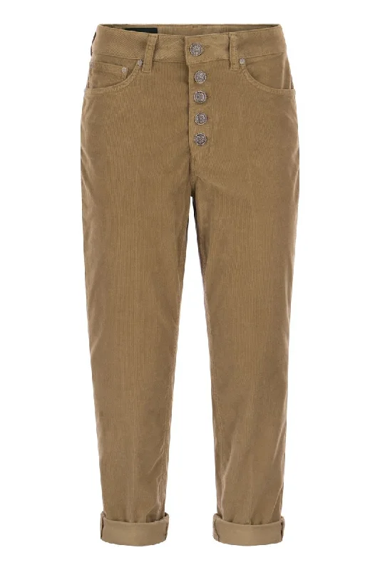 KOONS - Multi-striped velvet trousers with jewelled buttons Trousers sophisticated sleek