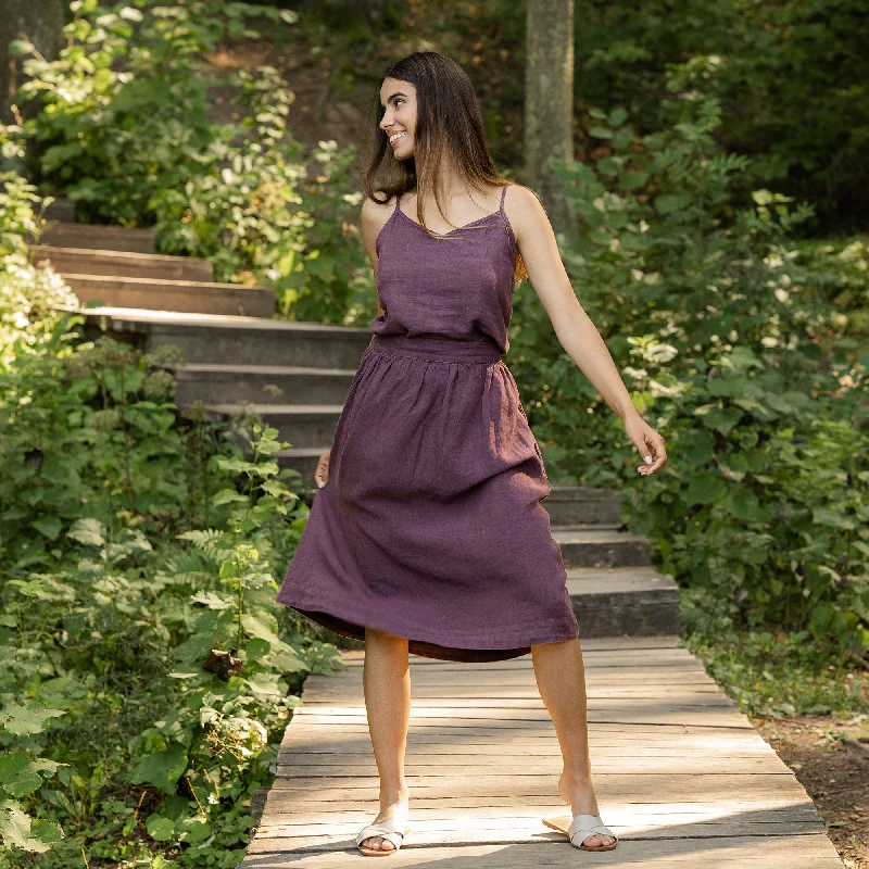 Linen Slip Top & Skirt 2-Piece Shadow Purple corduroy skirt comfortable