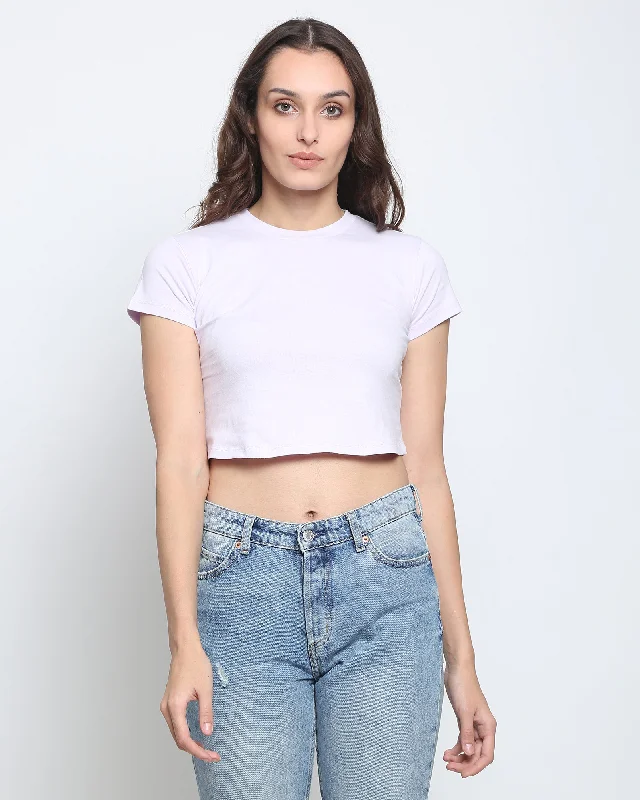 Crop Top: Lilac Notch Collar Peter Pan Collar Cowl Neck