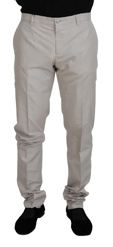 Elegant Off White Silk Blend Trousers Trousers Fleece Cozy