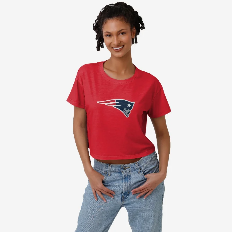 New England Patriots Womens Alternate Team Color Crop Top Satin Blend Silk Blend Wool Blend