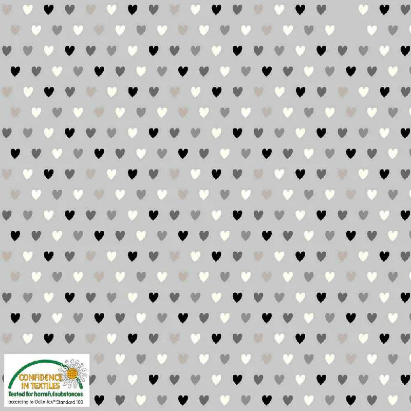 Stof of Denmark Grey Hearts Avalana Jersey Fabric Holiday Jersey Tee