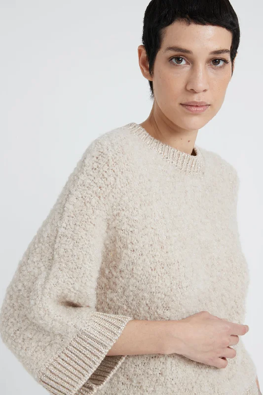 Alpaca wool, cashmere, silk and Lurex bouclé sweater Beaded Sweater Sequined Faux Fur