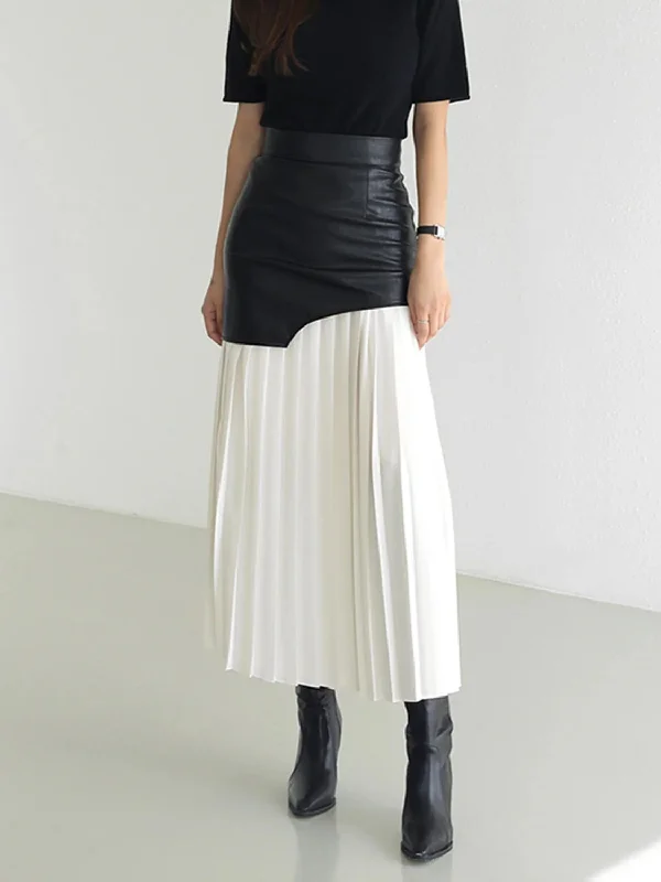 Hazel Blues® |  Pleated Contrast High Rise Skirt corduroy skirt cozy