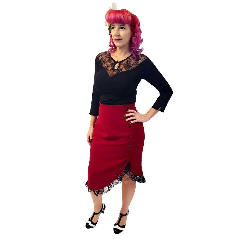 Miss Priss Pinup Ruffle Skirt in Red chiffon skirt airy