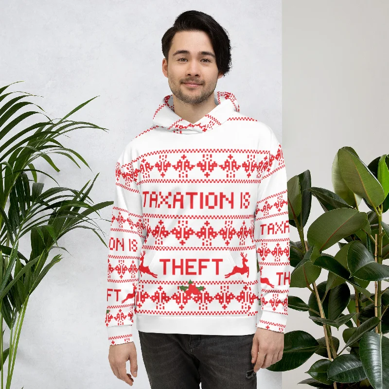 Taxation is Theft Ugly Christmas Sweater Unisex Hoodie Nylon Fabric Polyester Fabric Spandex Fabric