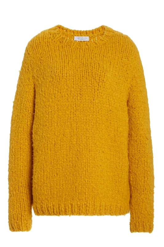 Lawrence Knit Sweater in Saffron Welfat Cashmere Glossy Satin Silk