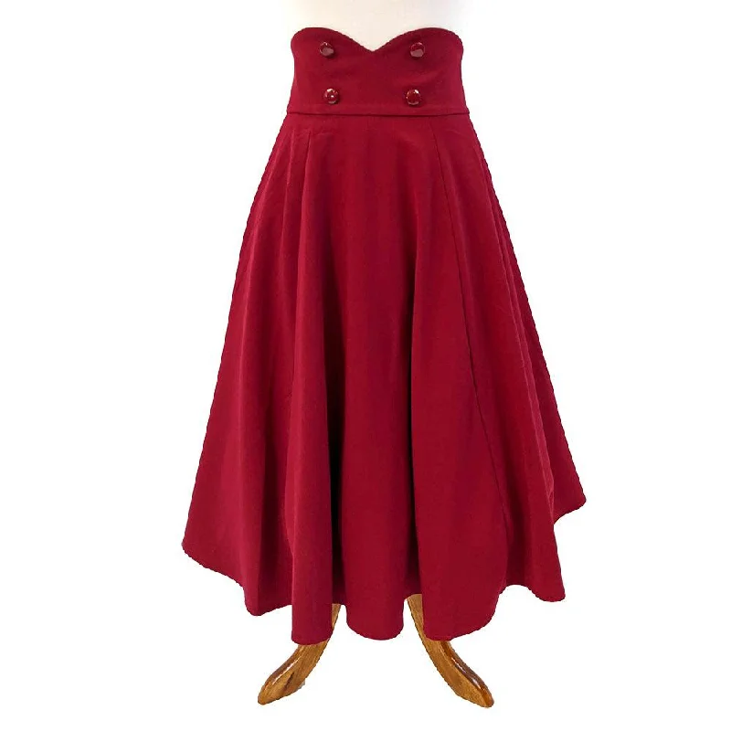 Rockabilly Swing Skirt in Dark Red linen skirt light