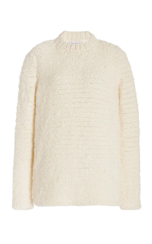 Larenzo Knit Sweater in Ivory Welfat Cashmere Boxy Sweater Fitted Sweater A-Line