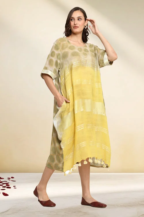 Bageeya "Basant"  Handwoven Slub Cotton Dress Tunics Summer linen