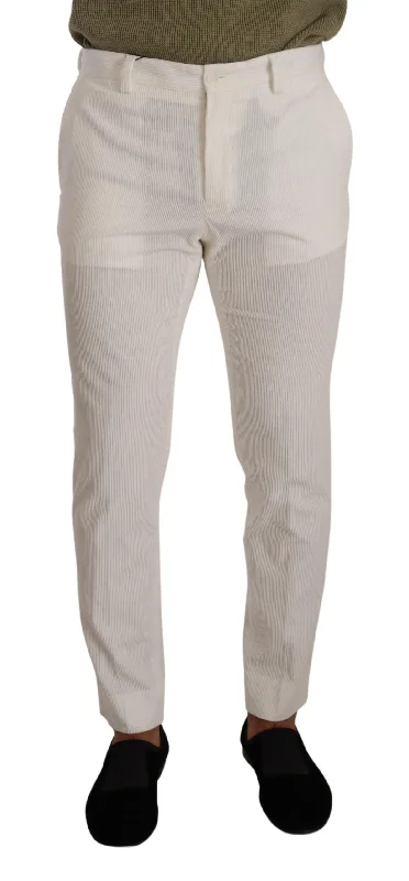 Elegant Slim Fit Cotton Trousers Trousers sophisticated sleek